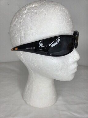 Vanquish Mens Polarized Wraparound Sunglasses In Black And Orange Accent